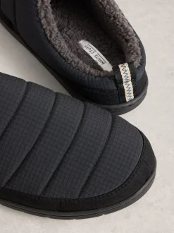 White Stuff Grey Nylon Puffer Mule