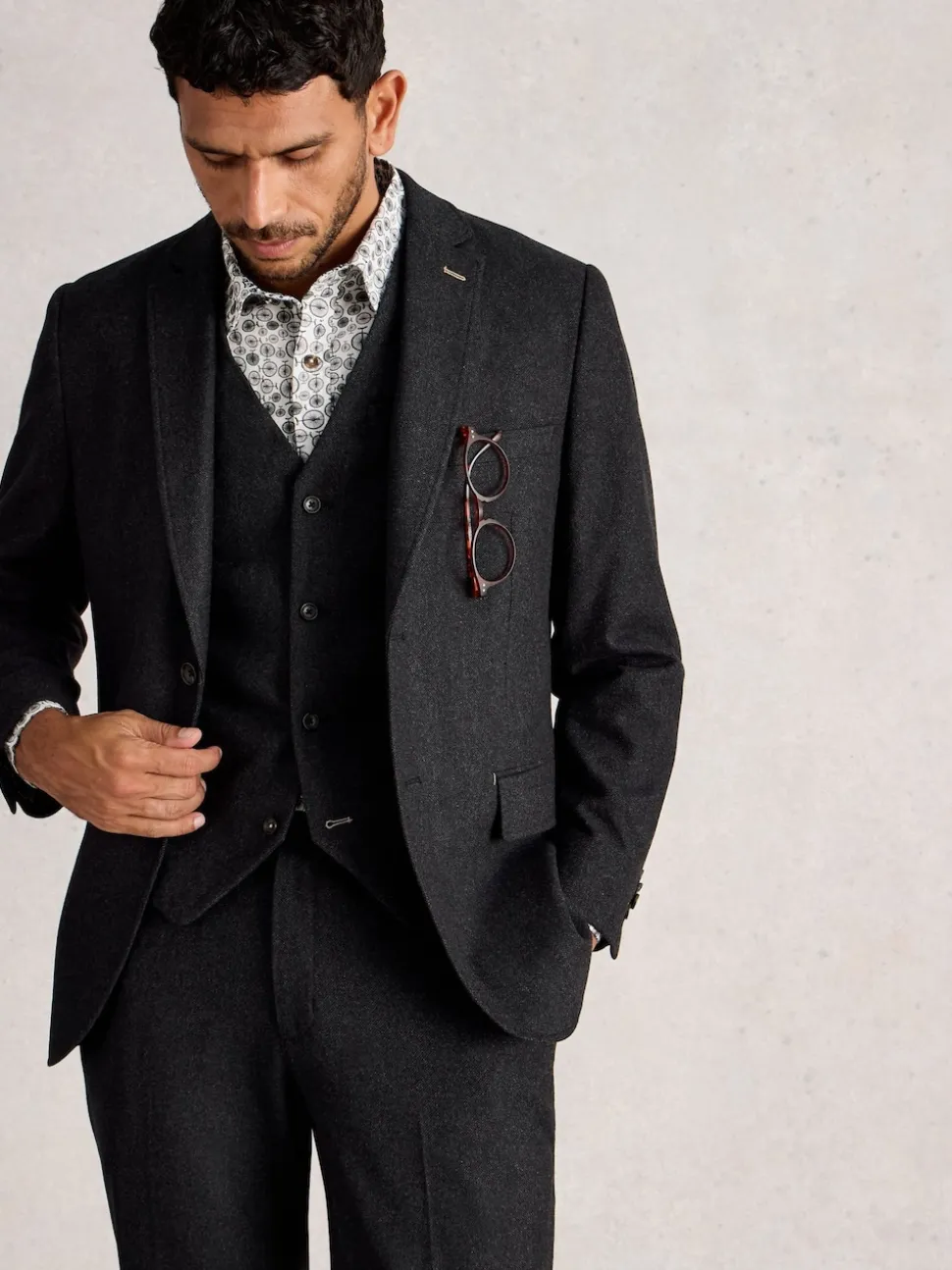 White Stuff Grey Wool Blend Waistcoat