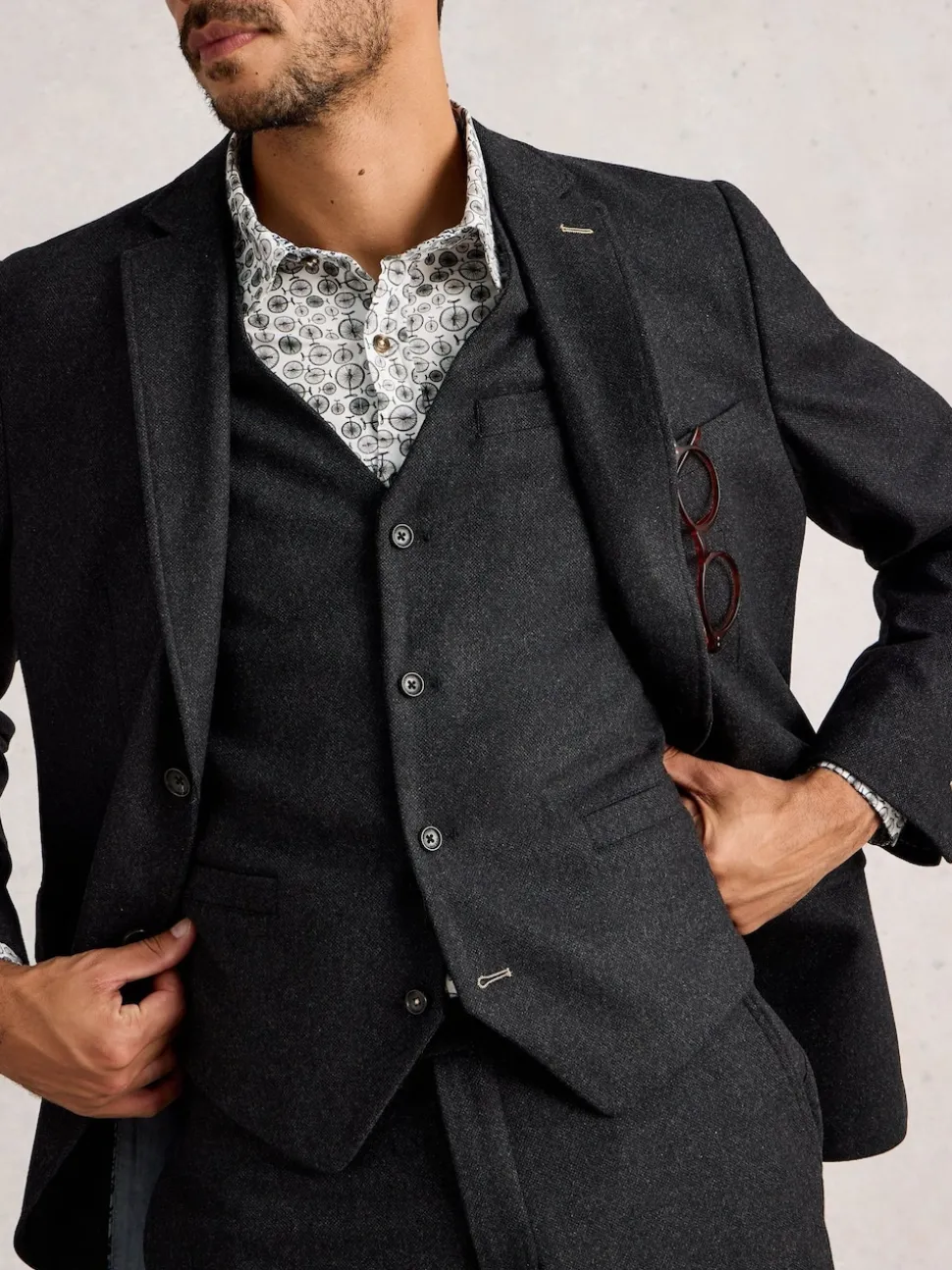 White Stuff Grey Wool Blend Waistcoat