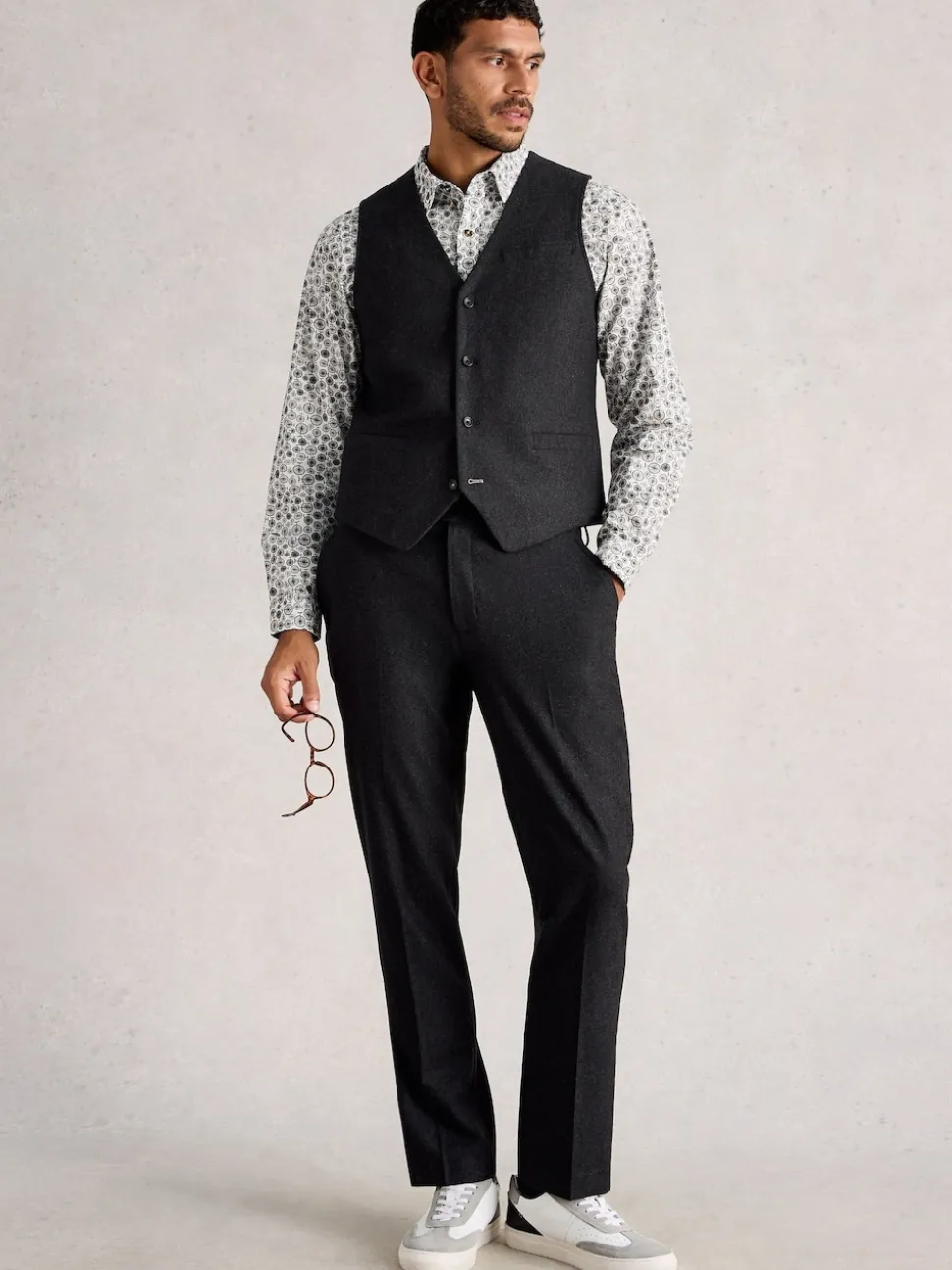 White Stuff Grey Wool Blend Waistcoat