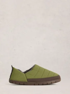 White Stuff Light Green Nylon Puffer Slippers