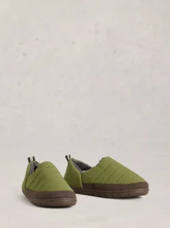 White Stuff Light Green Nylon Puffer Slippers