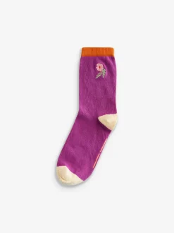 White Stuff Plum Purple Bicycle Geo Socks 3 Pack
