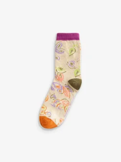 White Stuff Plum Purple Bicycle Geo Socks 3 Pack