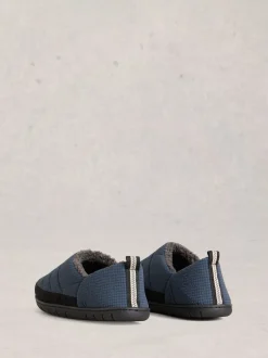 White Stuff Teal Blue Nylon Puffer Slippers