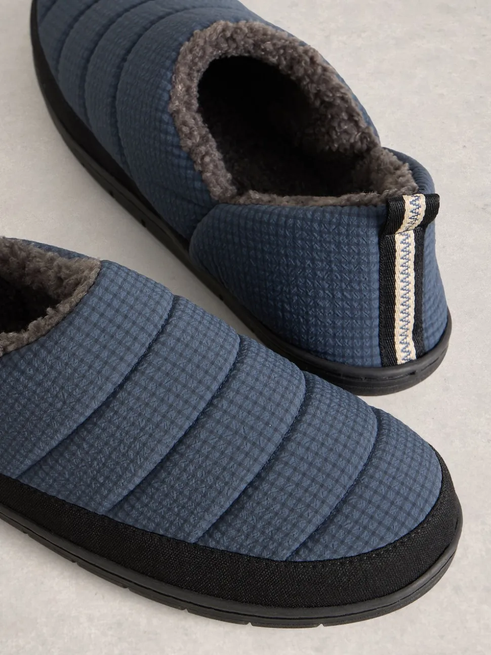 White Stuff Teal Blue Nylon Puffer Slippers