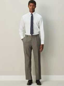 White Texture Smart Cotton Rich Trimmed Textured Shirt