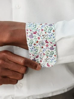 White Texture Smart Cotton Rich Trimmed Textured Shirt