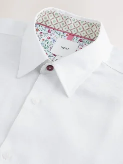 White Texture Smart Cotton Rich Trimmed Textured Shirt