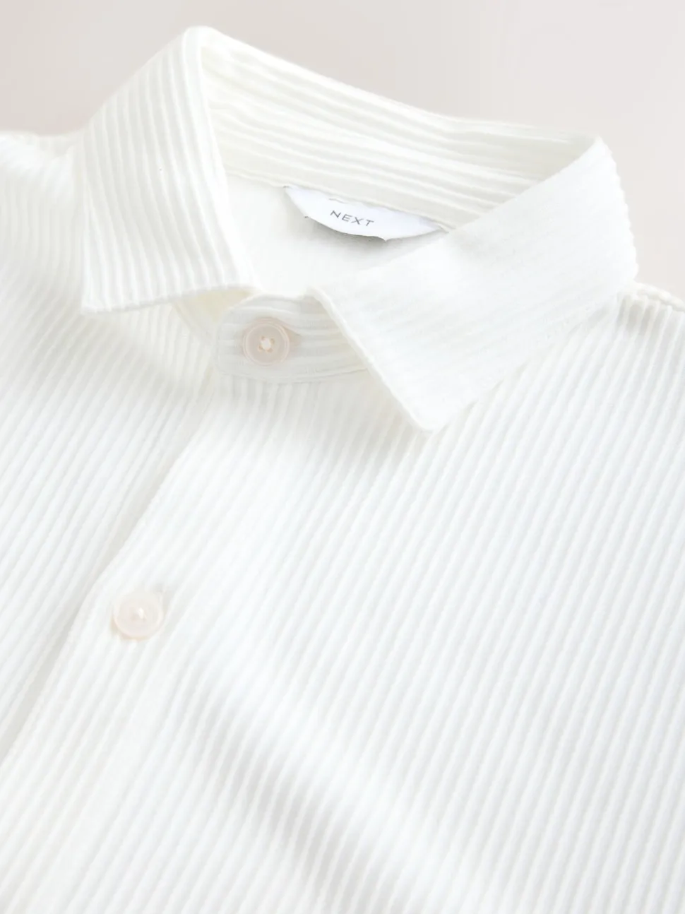 White Textured Jersey Short Sleeve Shirt