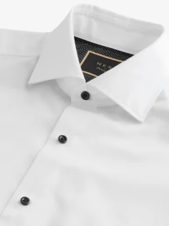 White Textured/Black Bow Tie Regular Fit Regular Fit Double Cuff Shirt And Bow Tie Pack