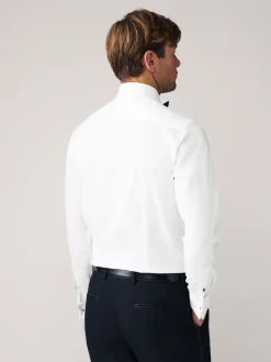 White Textured/Black Bow Tie Slim Fit Single Cuff Shirt And Bow Tie Pack