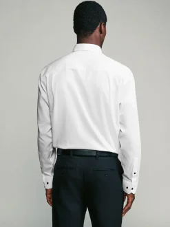 White Textured/Black Bow Tie Regular Fit Single Cuff Shirt And Bow Tie Pack