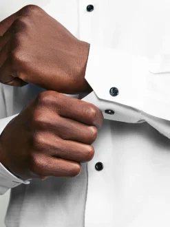 White Textured/Black Bow Tie Regular Fit Single Cuff Shirt And Bow Tie Pack