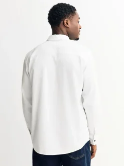 White Twin Pocket Western Style Long Sleeve Shirt