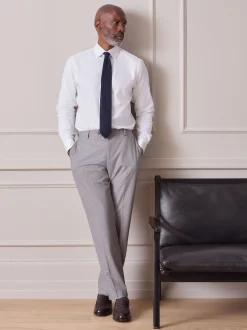 White With Trim Slim Fit Signature Textured Long Sleeve Shirt