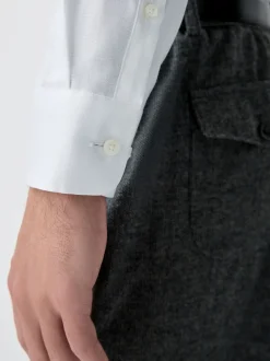 White With Trim Slim Fit Signature Textured Smart Shirt
