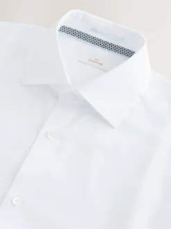 White With Trim Slim Fit Signature Textured Smart Shirt