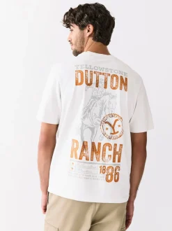 White Yellowstone Graphic Print T-Shirt