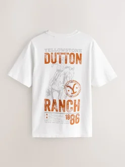 White Yellowstone Graphic Print T-Shirt