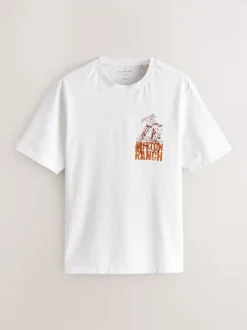 White Yellowstone Graphic Print T-Shirt