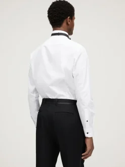 White/Black Slim Fit Single Cuff Shirt And Bow Tie Pack