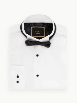 White/Black Slim Fit Single Cuff Shirt And Bow Tie Pack