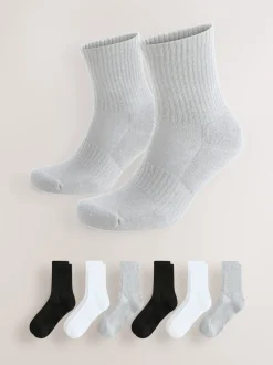 White/Black/Grey Essential Sports Socks 6 Pack