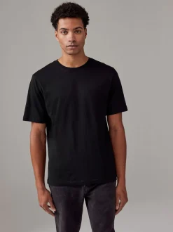 White/Black/Navy Regular Fit Essential Cotton T-Shirts 6 Pack