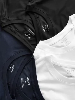 White/Black/Navy Regular Fit Essential Cotton T-Shirts 6 Pack
