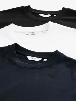 White/Black/Navy Relaxed Fit Heavyweight T-Shirts 3 Pack