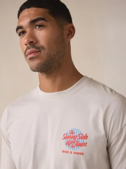 White/Blue Graphic Short Sleeve Jersey Pyjamas Set