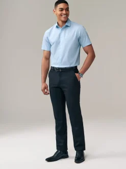 White/Blue Regular Fit Easy Care Short Sleeve Smart Shirts 2 Pack