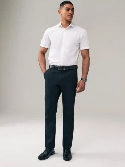 White/Blue Regular Fit Easy Care Short Sleeve Smart Shirts 2 Pack