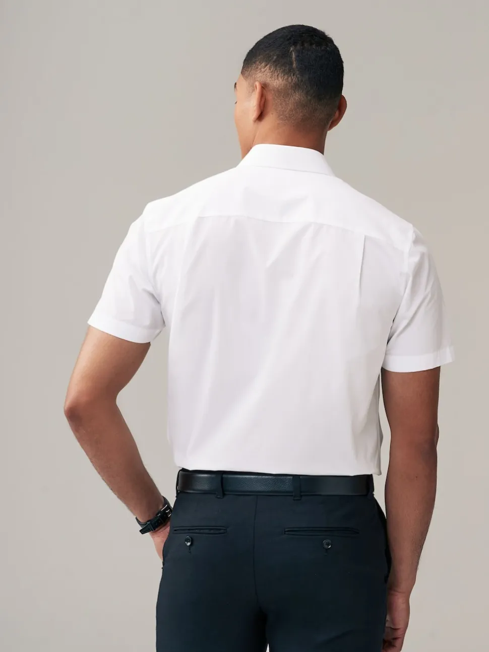 White/Blue Regular Fit Easy Care Short Sleeve Smart Shirts 2 Pack