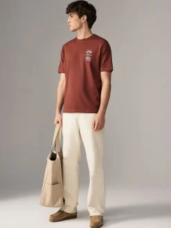 White/Blue/Brown Regular Fit Graphic Print T-Shirts 3 Pack