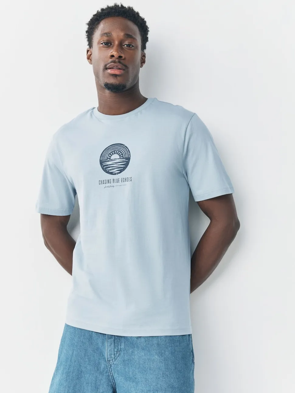 White/Blue/Grey Regular Fit Graphic Print T-Shirts 3 Pack