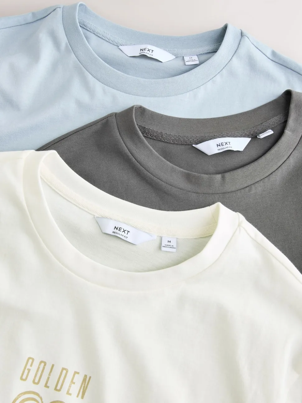 White/Blue/Grey Regular Fit Graphic Print T-Shirts 3 Pack