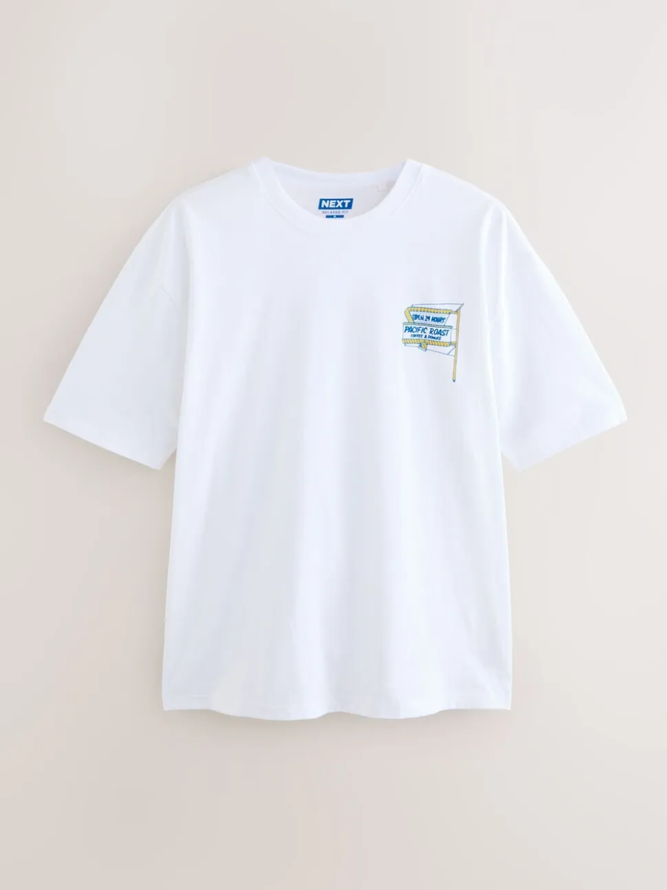 White/Green/Brown Relaxed Fit Graphic Print Heavyweight T-Shirt