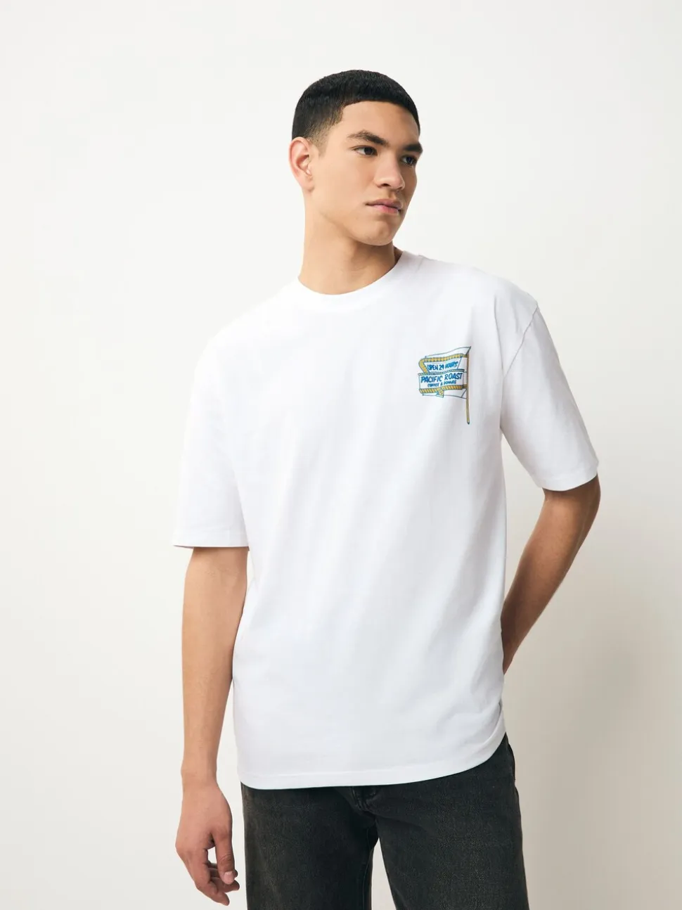 White/Green/Brown Relaxed Fit Graphic Print Heavyweight T-Shirt