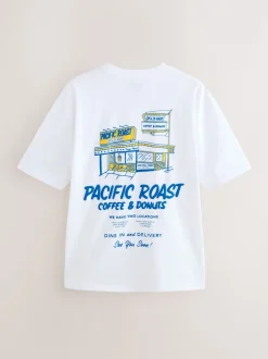 White/Green/Brown Relaxed Fit Graphic Print Heavyweight T-Shirt