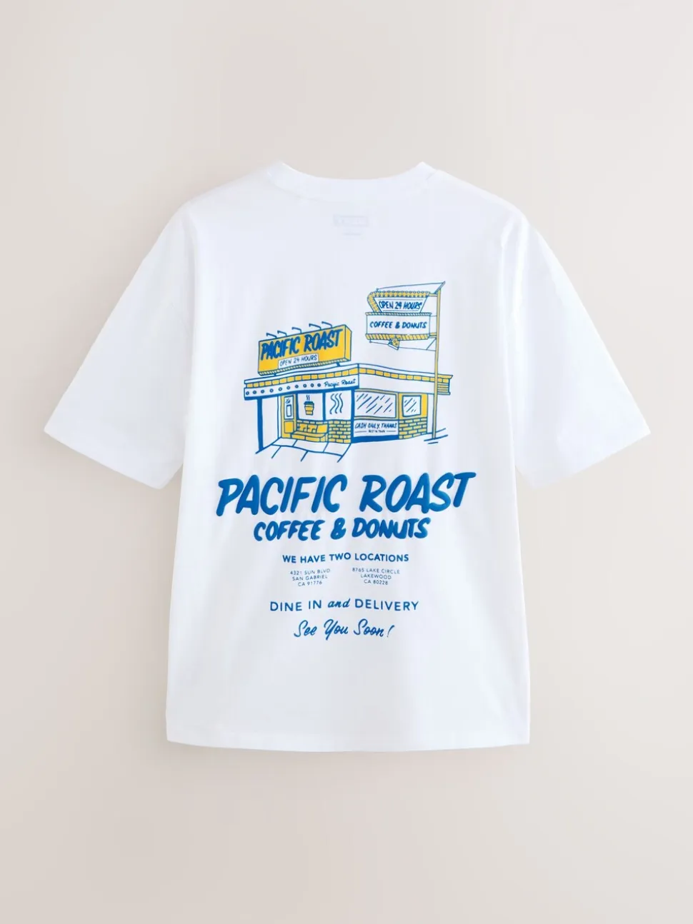 White/Green/Brown Relaxed Fit Graphic Print Heavyweight T-Shirt