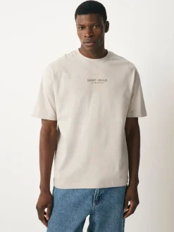 White/Green/Neutral Relaxed Fit Graphic Print Heavyweight T-Shirt