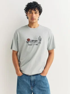 White/Grey/Rust Red Regular Fit Graphic Print T-Shirts 3 Pack