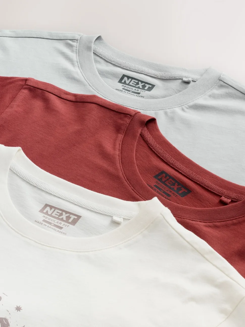White/Grey/Rust Red Regular Fit Graphic Print T-Shirts 3 Pack