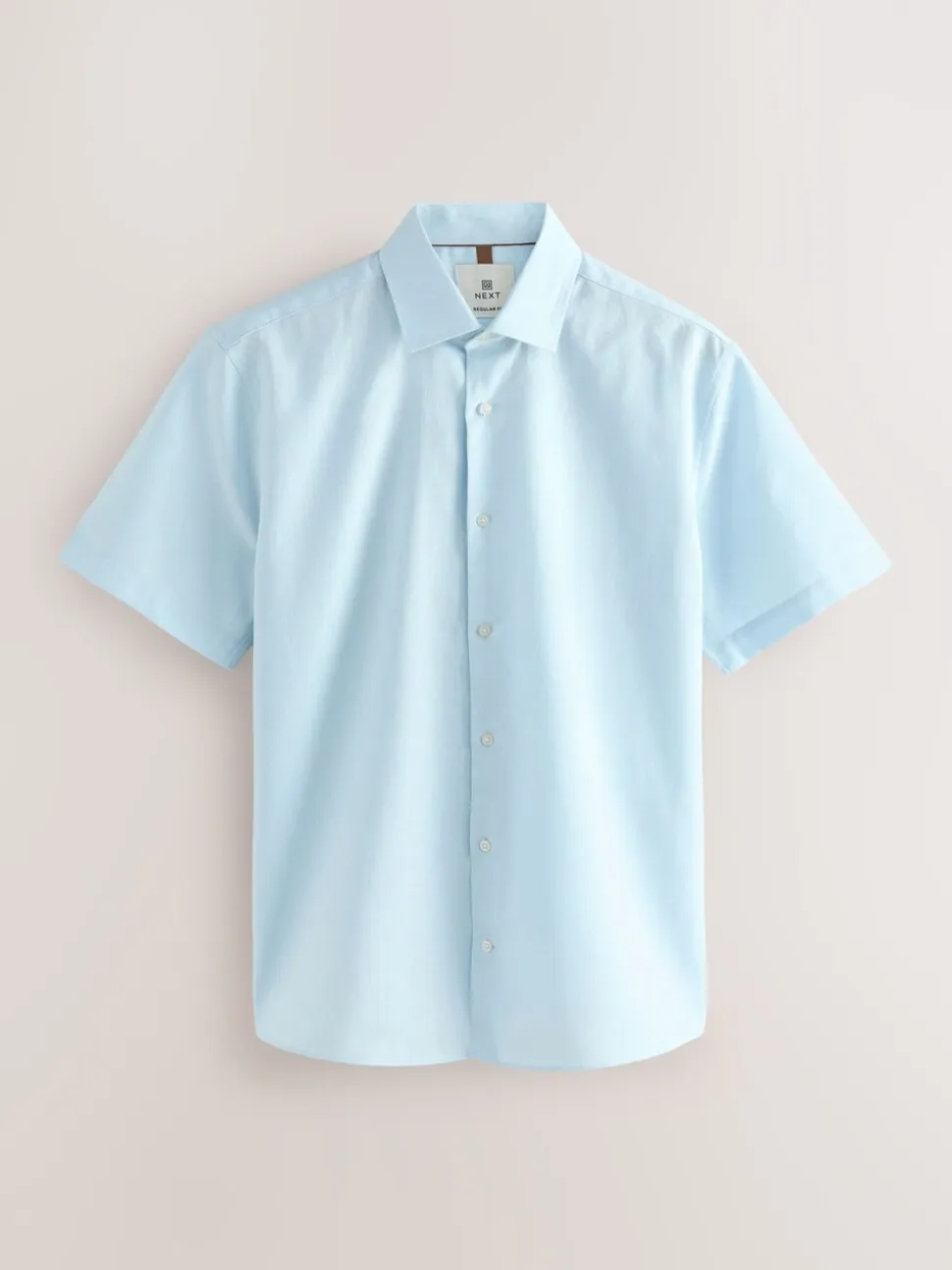White/Light Blue Regular Fit Cotton Blend Short Sleeve Shirts 2 Pack