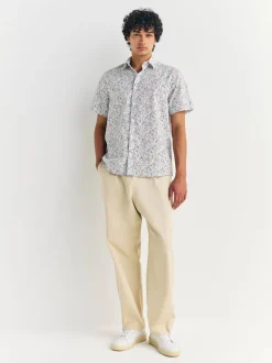 White/Multicolour Ditsy Regular Fit Short Sleeve Shirt