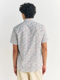 White/Multicolour Ditsy Regular Fit Short Sleeve Shirt