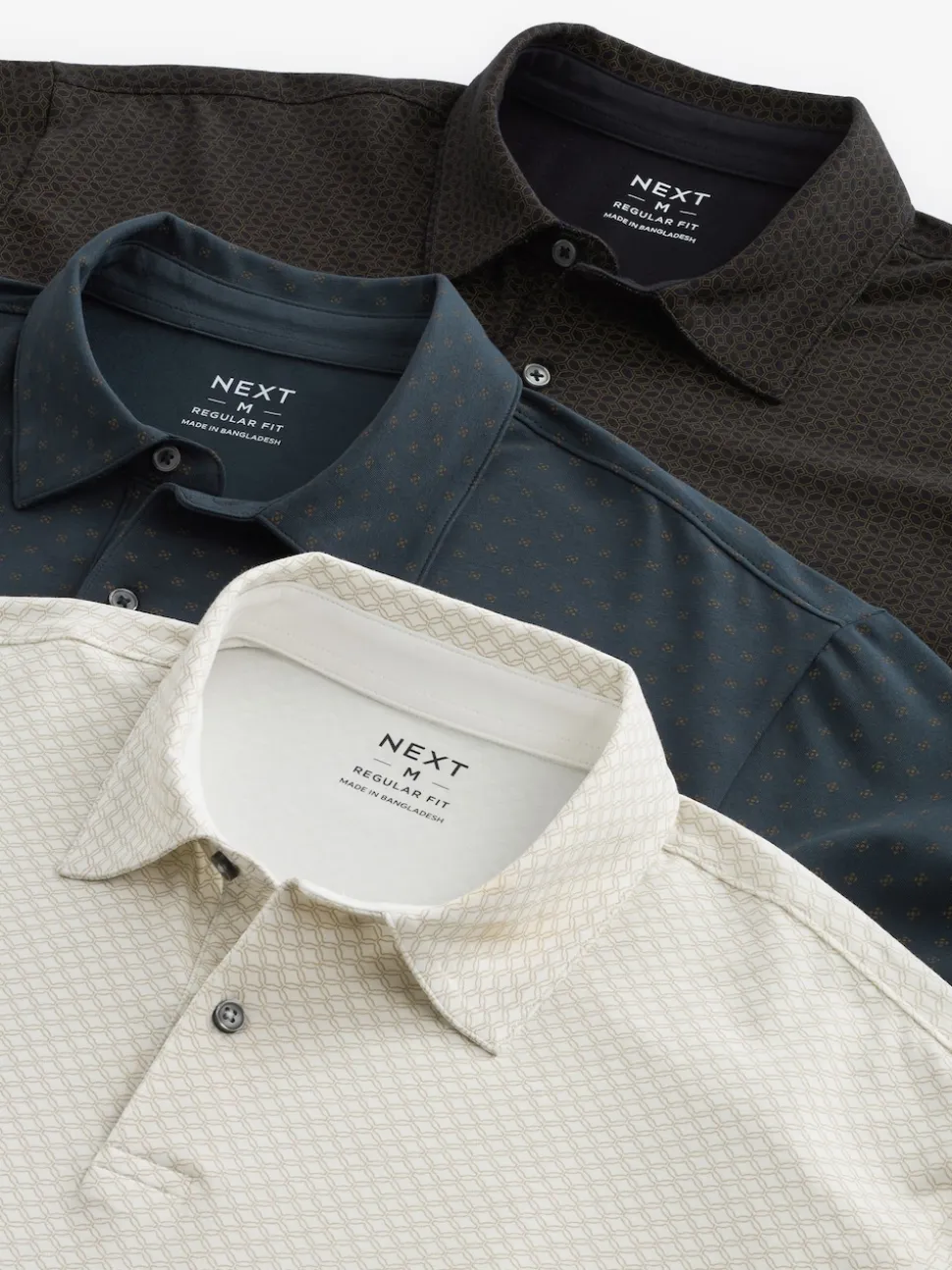 White/Navy/Black Gold Geos Regular Fit Short Sleeve Jersey Polo Shirts 3 Pack