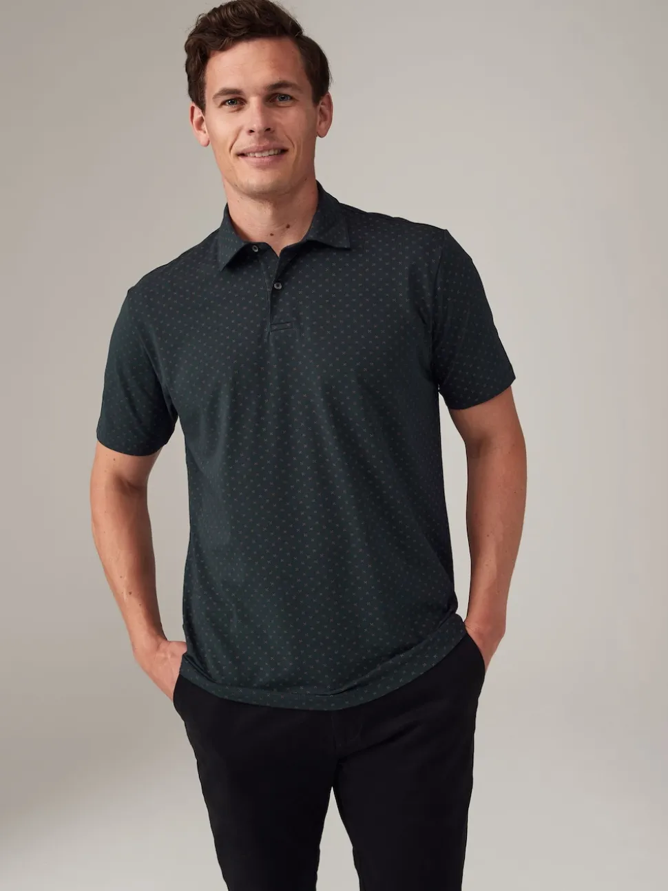 White/Navy/Black Gold Geos Regular Fit Short Sleeve Jersey Polo Shirts 3 Pack